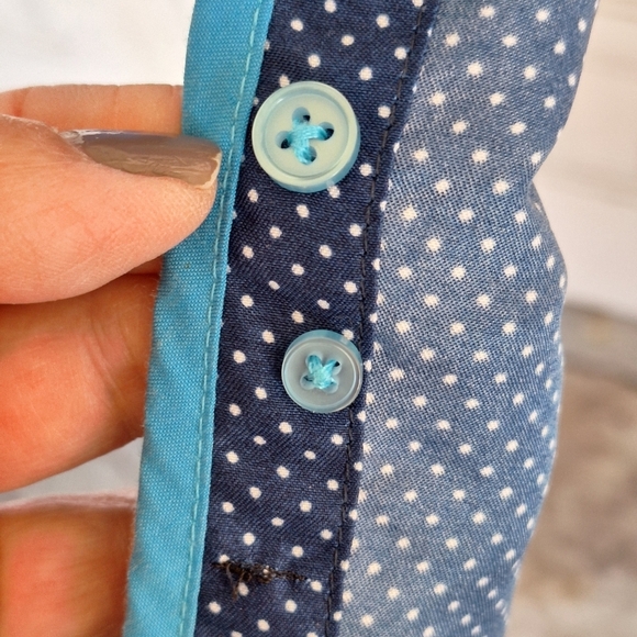 El General Shirt Cotton Navy Dotted Swiss SzXL Polyester Long Sleeve Collar/Cuff - Picture 7 of 13